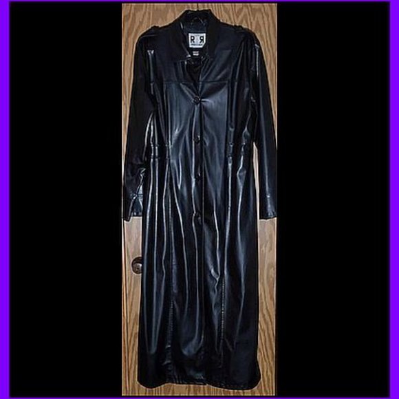 RAVE 4 REAL Long Black Goth Vegan Leather Trench Coat